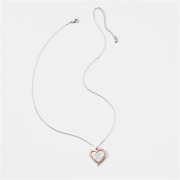 Engraved Sterling Silver/Rose Gold Mom Heart Swing Necklace  - 56473