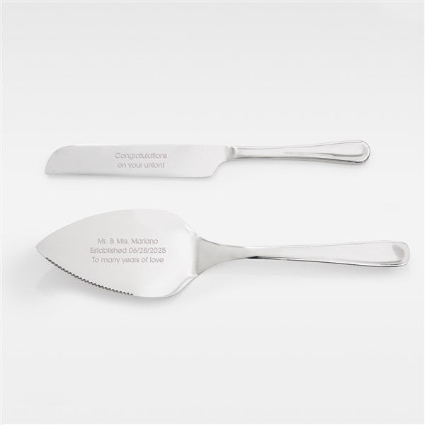 Engraved Stainless Silver Cake Server Set  - 56475