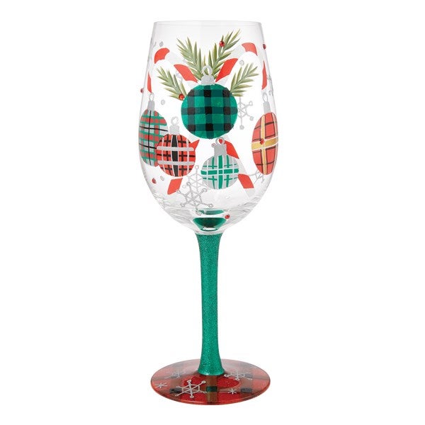 A Plaid Kind of Christmas Wine Glass - 56501