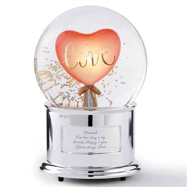 Engraved Love Balloon Light Up Musical Snow Globe - 56532