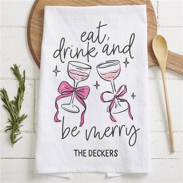 Kittenish Personalized Holiday Cocktail Tea Towel - 56576