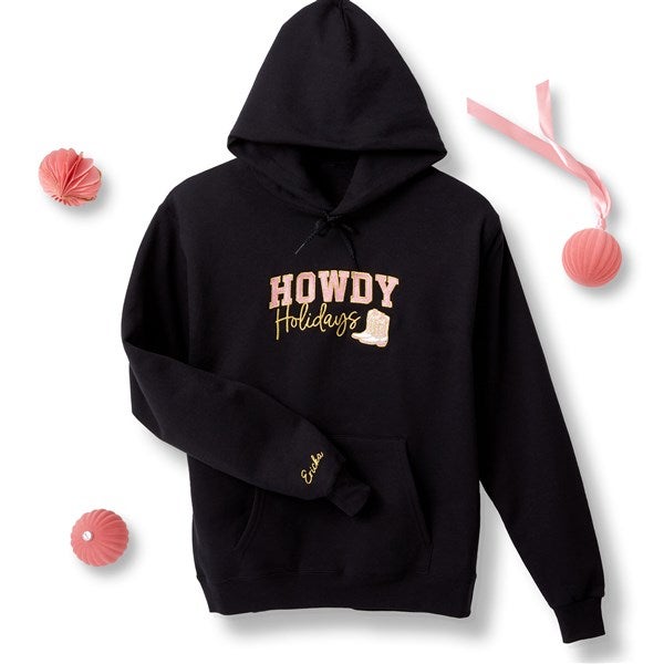 Kittenish Embroidered Howdy Holidays Sweatshirts - 56614