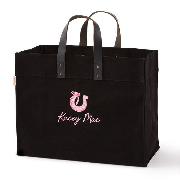 Kittenish Embroidered Western Icons Tote in Black   - 56629