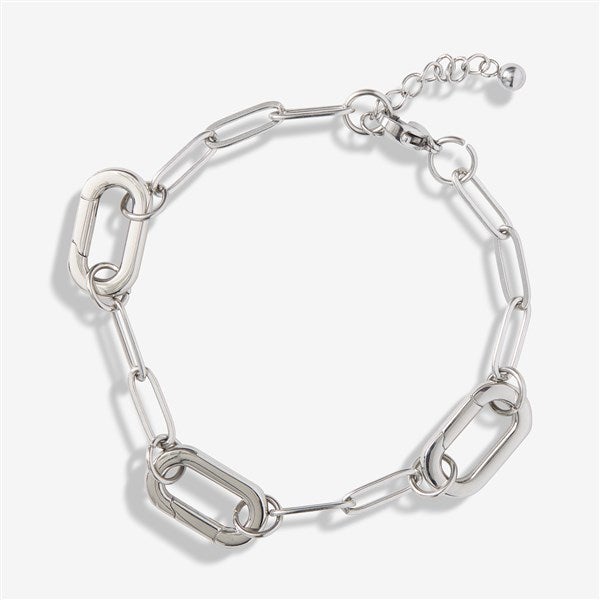 Silver Paperclip Chain Charm Clasp Bracelet  - 56936
