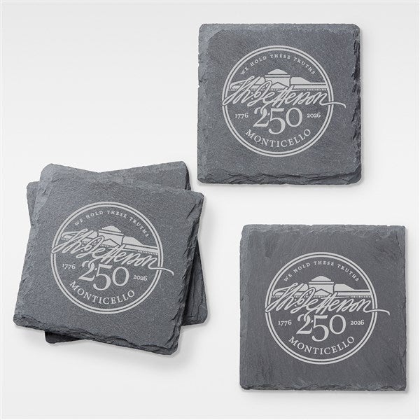 United States 250th Birthday Engraved Slate Coaster  - 57034