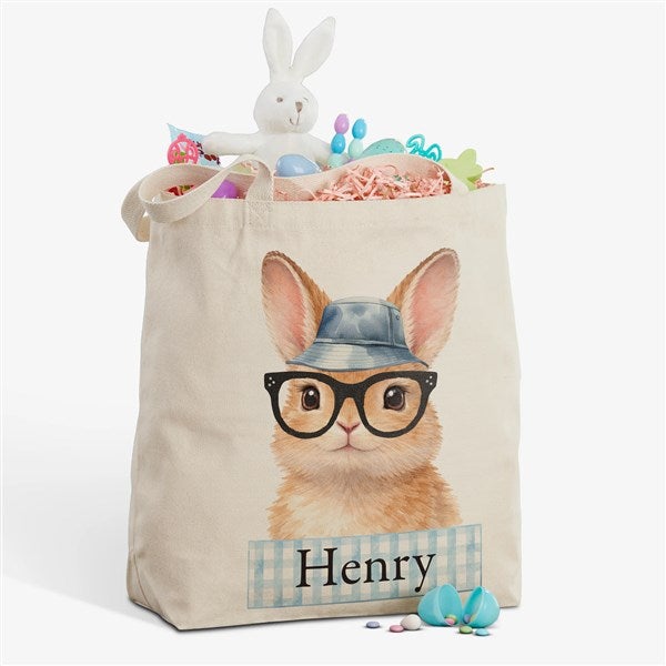 Storybook Boy Bunny Personalized Easter Canvas Tote Bags - 57194