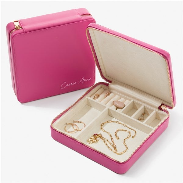 Yours Truly Personalized Leatherette Large Square Jewelry Case  - 57456
