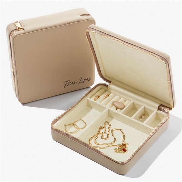 Yours Truly Personalized Leatherette Large Square Jewelry Case  - 57456
