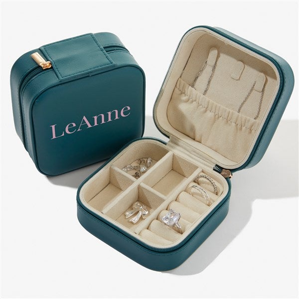 Yours Truly Personalized Small Leatherette Travel Jewelry Case  - 57460