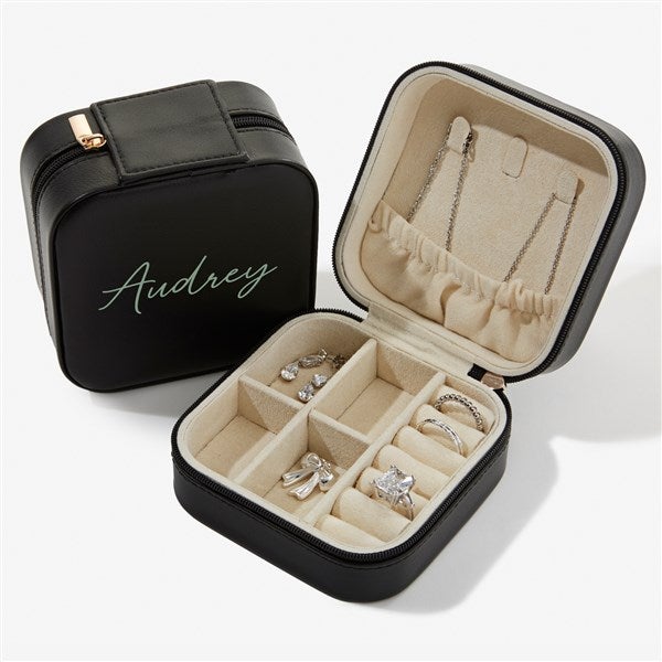 Yours Truly Personalized Small Leatherette Travel Jewelry Case  - 57460