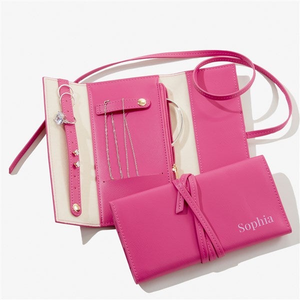 Yours Truly Personalized Leatherette Jewelry Roll  - 57463