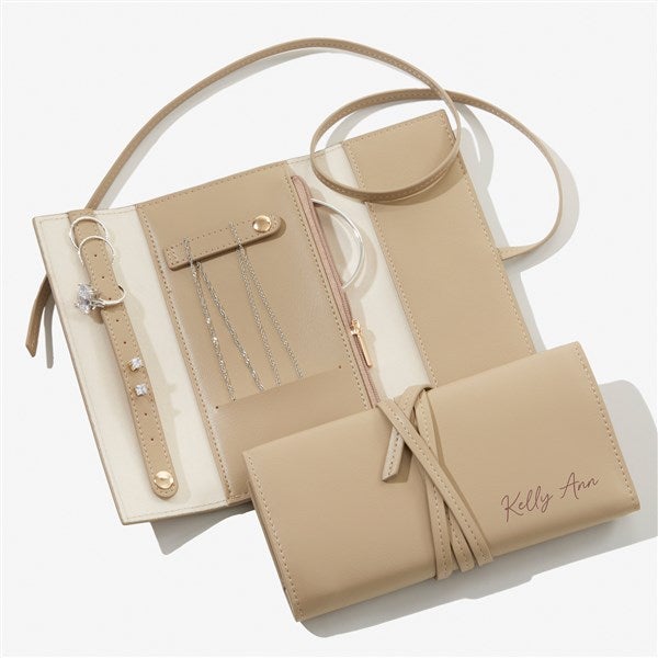 Yours Truly Personalized Leatherette Jewelry Roll  - 57463