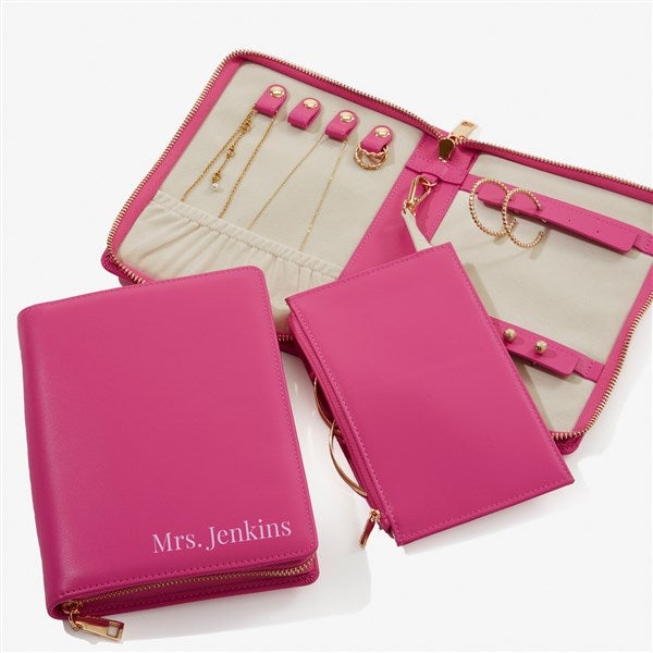 Yours Truly Personalized Leatherette Bifold Jewelry Case  - 57466