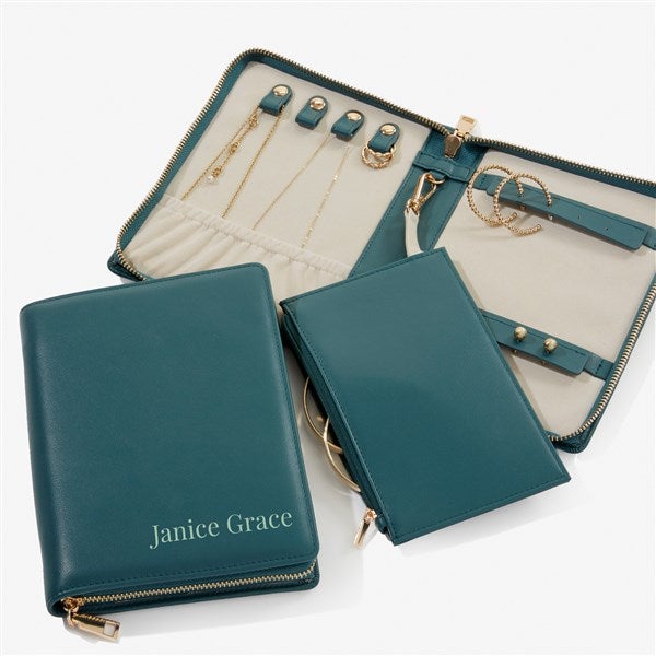 Yours Truly Personalized Leatherette Bifold Jewelry Case  - 57466