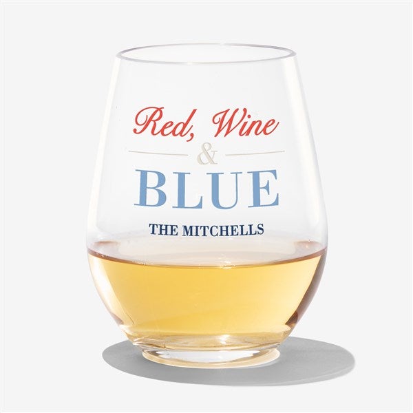 Watercolor Freedom Personalized Tritan Unbreakable Wine Glass  - 57659