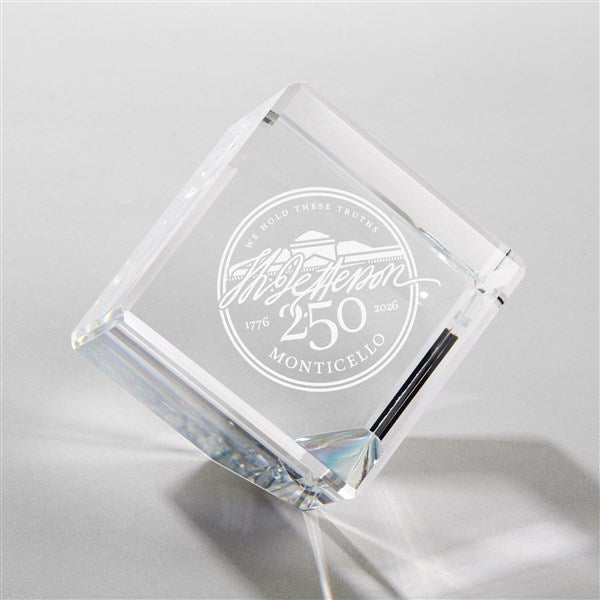 United States 250th Birthday Crystal Cube Paperweight - 57683