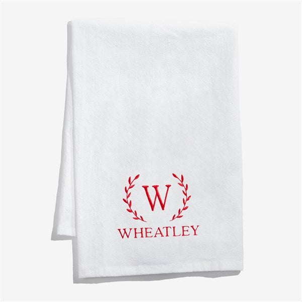 Laurel Initial Embroidered Tea Towel - 57814