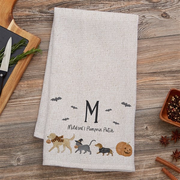Halloween Paws Personalized Waffle Weave Towel - 57929