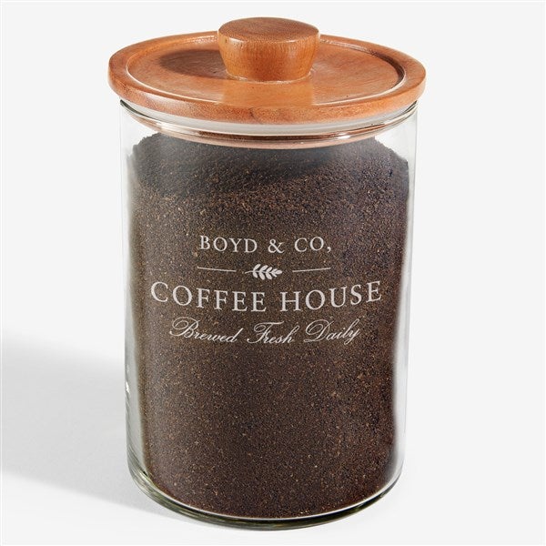 Personalized Glass Container with Acacia Lid by Nikki Boyd - 58161