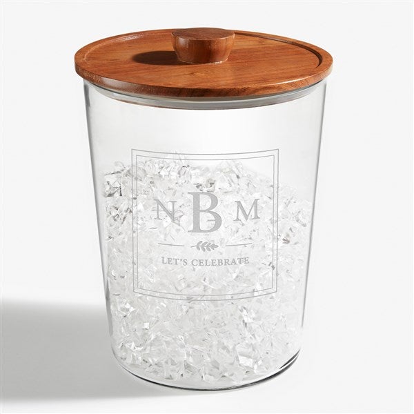 Etched Glass and Acacia Ice Bucket by Nikki Boyd - 58166
