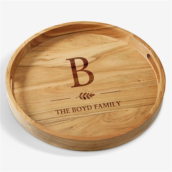 Engraved Acacia Wood Round Serving Tray by Nikki Boyd - 58197