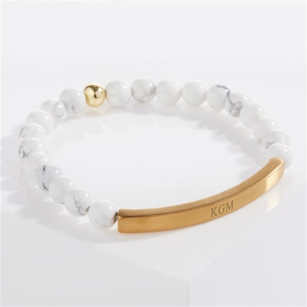 Initials Semi Precious Stone Engravable Beaded Bracelets - 58273