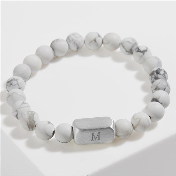 Engraved Initial Men's Beaded Bracelet  - 58280