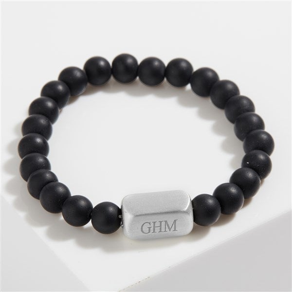 Engraved Initial Men's Beaded Bracelet  - 58280