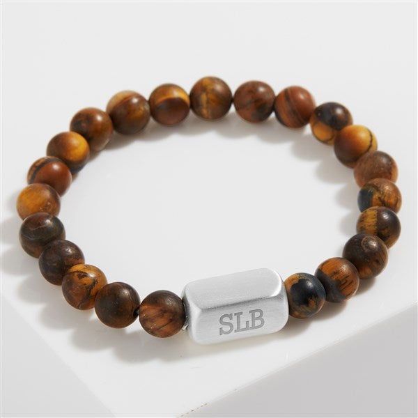 Engraved Initial Men's Beaded Bracelet  - 58280