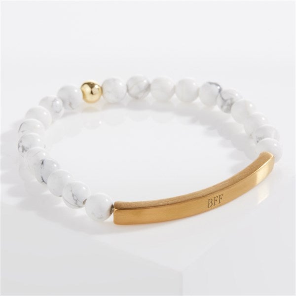 Semi Precious Stone Engravable Name Beaded Bracelets - 58287