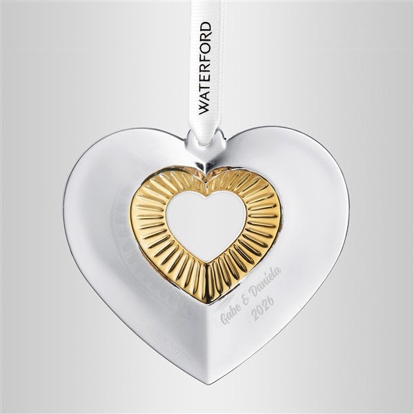 Etched Waterford Heart with Gold Ornament - 58309
