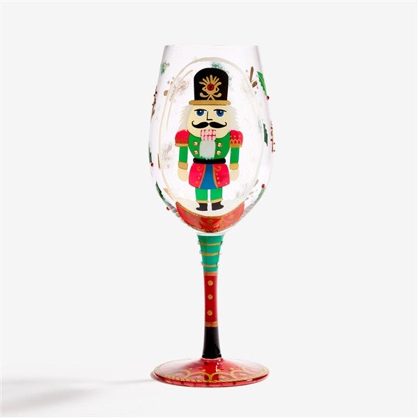 Lolita Nutcracker Snow Globe Hand Painted Wine Glass - 58730