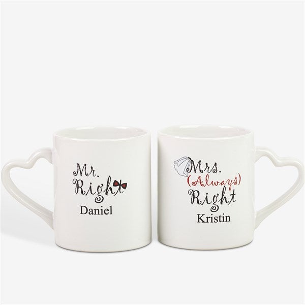 Mr and Mrs Right Personalized Wedding Coffee Mug Set - 6467