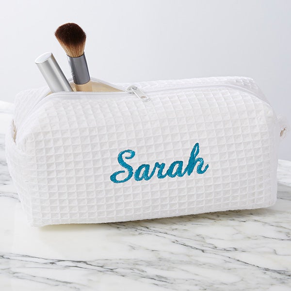 Ladies Embroidered White Makeup Bag