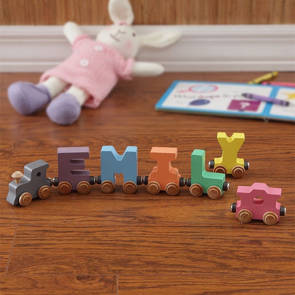 Personalized Wooden Name Train - Pastel - 8283D