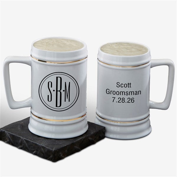 Personalized Groomsmen Beer Stein With Monogram - 8895