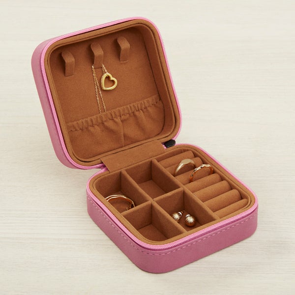Leatherette Case Personalized Leatherette Jewelry Case - Classic Celebrations - Pink