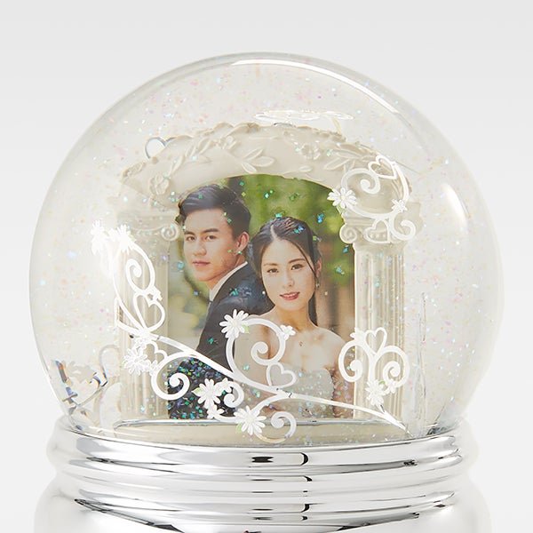 Engraved Wedding Photo Snow Globe