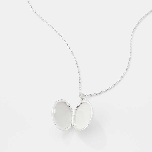925 Sterling Silver Oval Photo Locket Pendant Necklace - Plain, Gift Boxed, Curb Chain