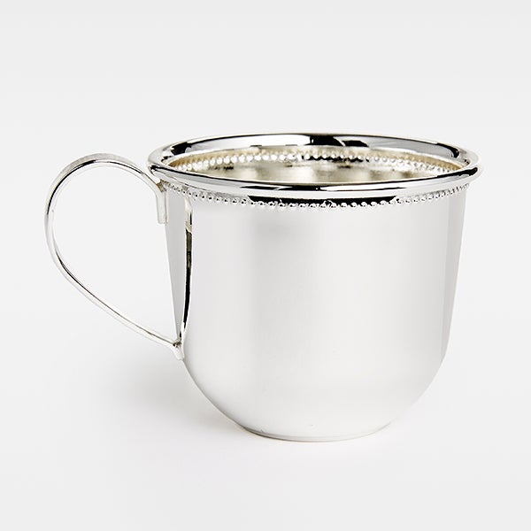 Engraved Silver Beaded Baby Cup