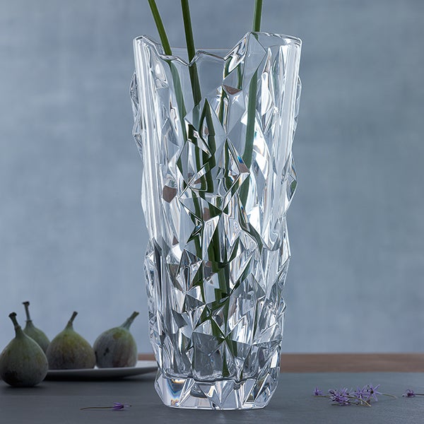 Vase en verre clair, vase nervuré, vase en verre cannelé, vase à fleurs