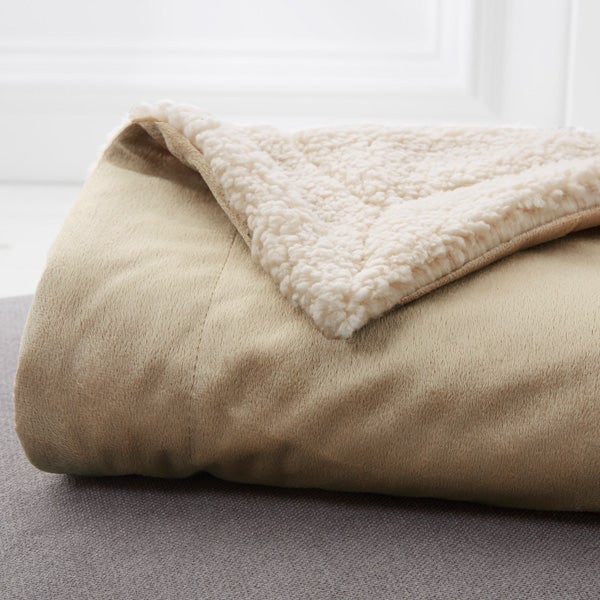 Embroidered Sherpa Blanket For Her Tan 50x60