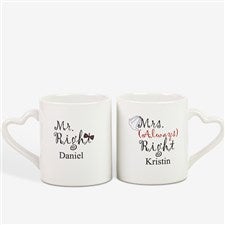 Mr and Mrs Right Personalized Wedding Coffee Mug Set - 6467