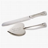 Personalized Wedding Cake Knife & Server Set - Heart Design - 7158