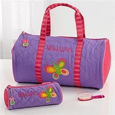 Girls Personalized Butterfly Duffel Bag & Cosmetic Case - 7347