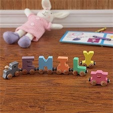 Personalized Wooden Name Train - Pastel - 8283D