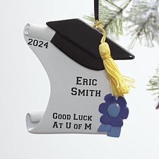 Personalized Graduation Christmas Ornament - Diploma & Cap - 9260