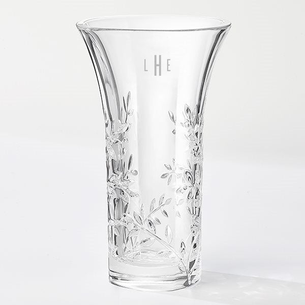 Engraved Vera Wang Crystal Leaf Vase