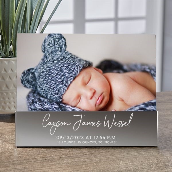 Simple & Sweet Engraved Glass Block Baby Picture Frame