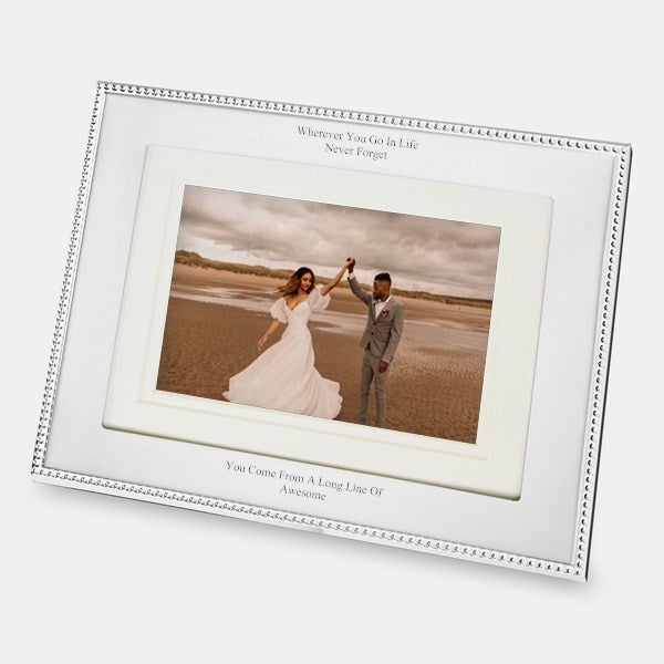 Kittenish Engraved Silver Beaded Family 5x7 Picture Frame